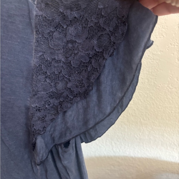 NWT Knox Rose Women's Navy Ruffle Sleeve Top - Picture 4 of 5